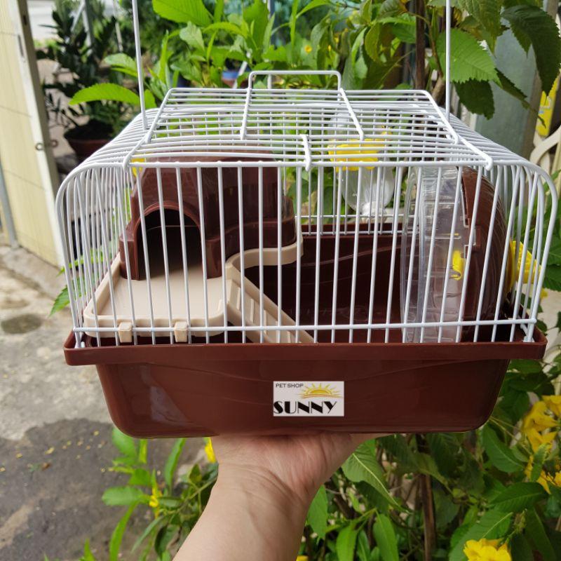 Lồng mini khay cao kèm nhà nuôi hamster 27x20x15