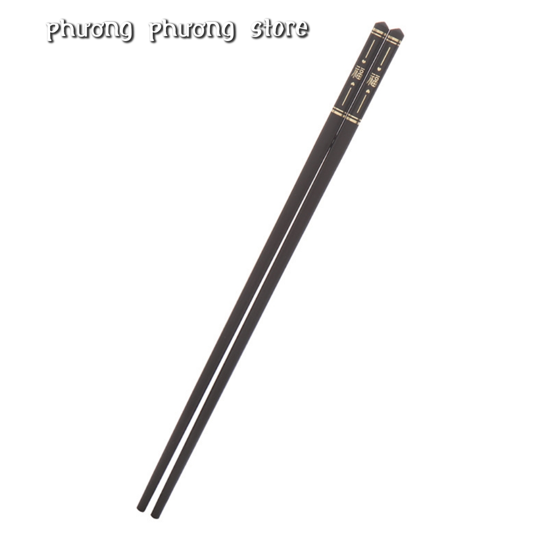 Combo 10 đôi đũa ăn xuất nhật dài 24cm, kháng khuẩn làm từ sợi thủy tinh tổng hợp DAK1 - chữ phúc lộc thọ