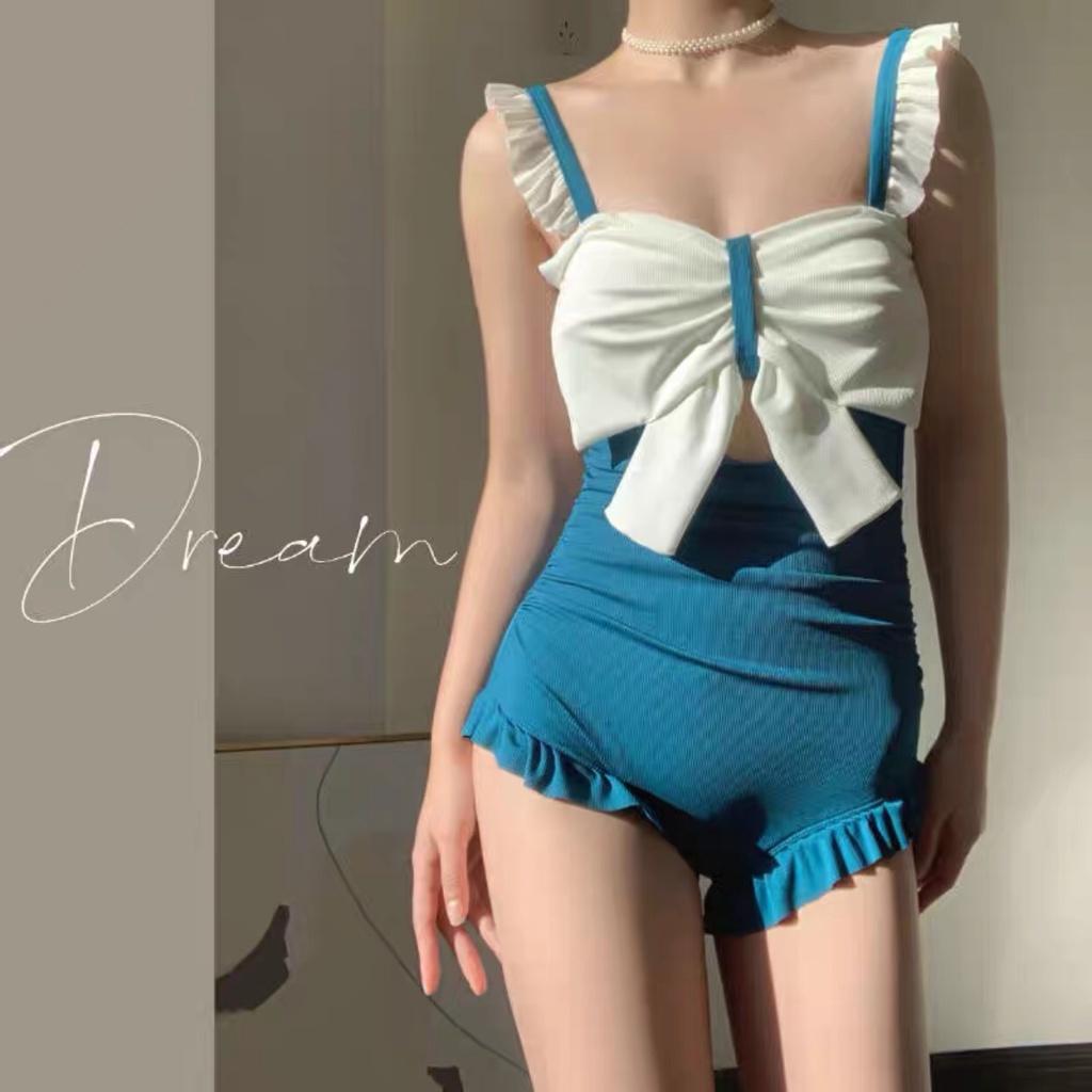 Bikini 1 mảnh nữ đồ bơi đi biển liền thân nơ thun gân có mút ngực Quảng Châu 8142 K3T3-2