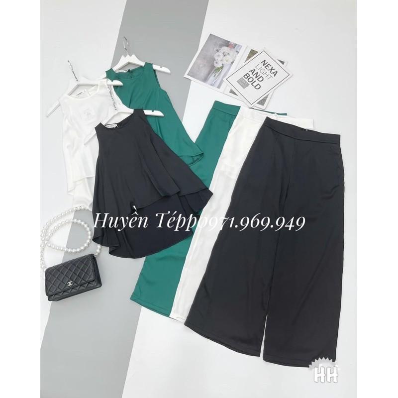 Set bộ lụa sát nách quần sớ cách điệu