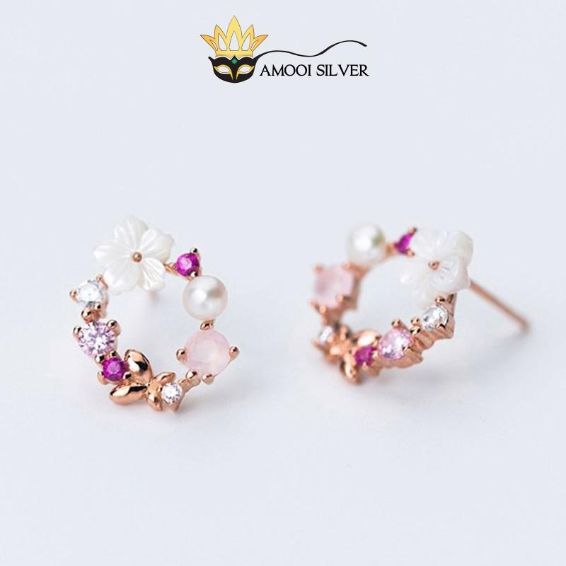Bông tai bạc S925 huyền thoại biển xanh vỏ trai - Amooi Silver AB08