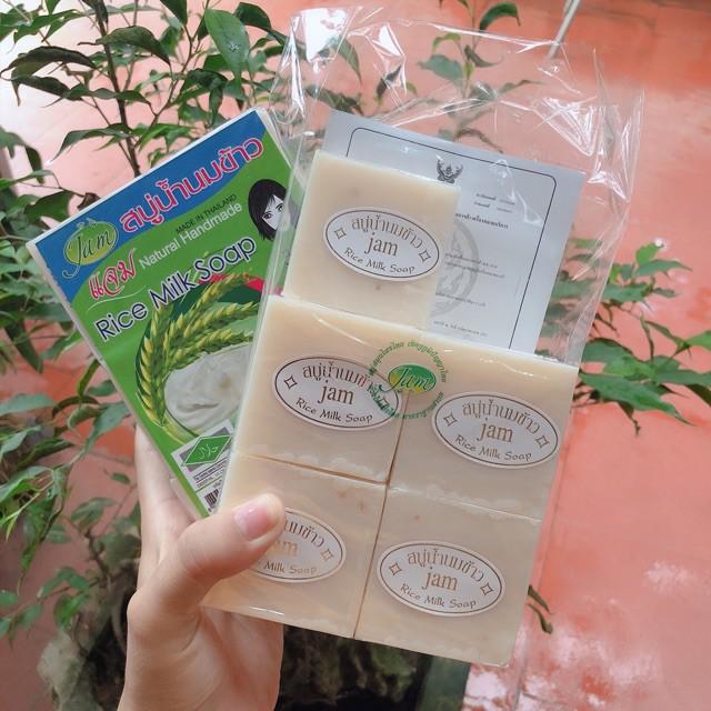 Xà Phòng Cám Gạo Thái Lan Jam Rice Milk Soap [1 Lốc 12 Cục]