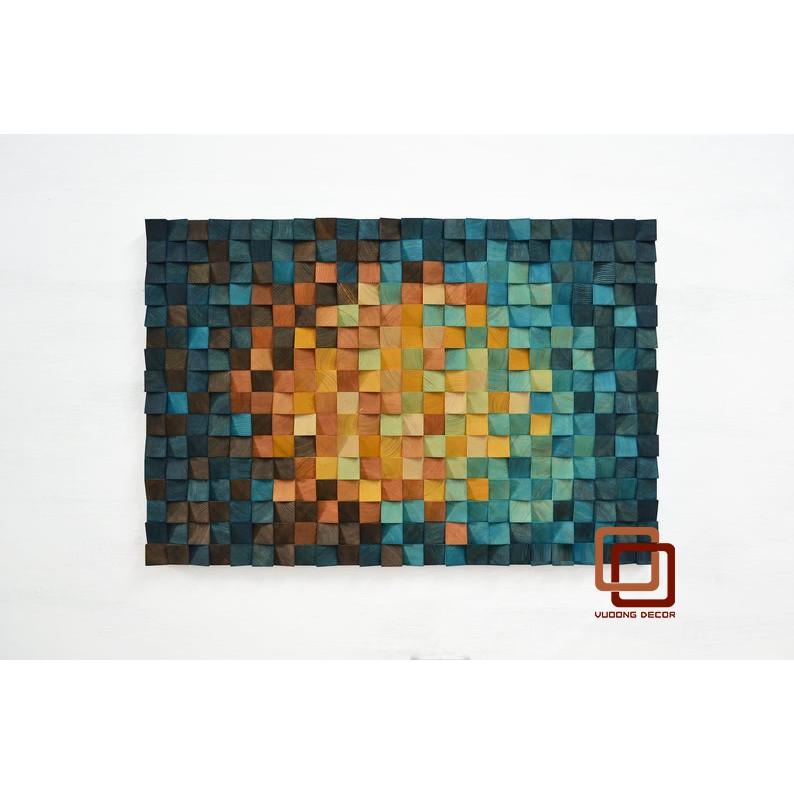 Tranh gỗ trang trí 3D SẮC MÀU (Wood mosaic) - (KÍCH THƯỚC 1,2m x 60cm)