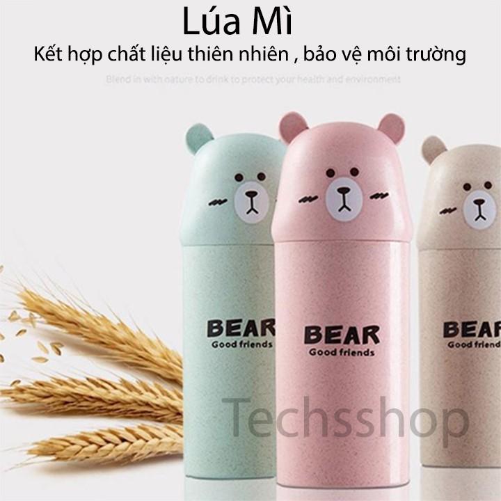 Hộp đựng bàn chải kem đánh răng du lịch - Bình đựng kem đánh răng bàn chải có nắp đậy hình gấu dễ thương