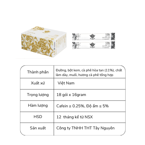 Cà phê hòa tan 3 in 1 - THT Coffee (18 gói x 16gr)