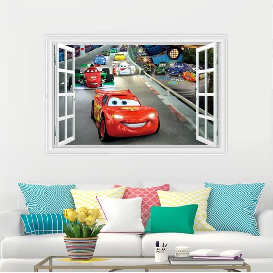 Decal trang trí khung cửa sổ 3D phim hoạt hình CARS