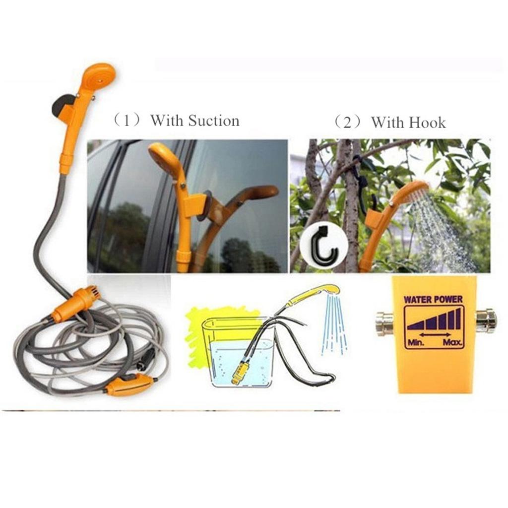 Portable Outdoor Shower Folding Bucket Kit, Camping Car 12V Cigarette Water Heated Basin Bag Container, Car Pet Washer Washing Pump