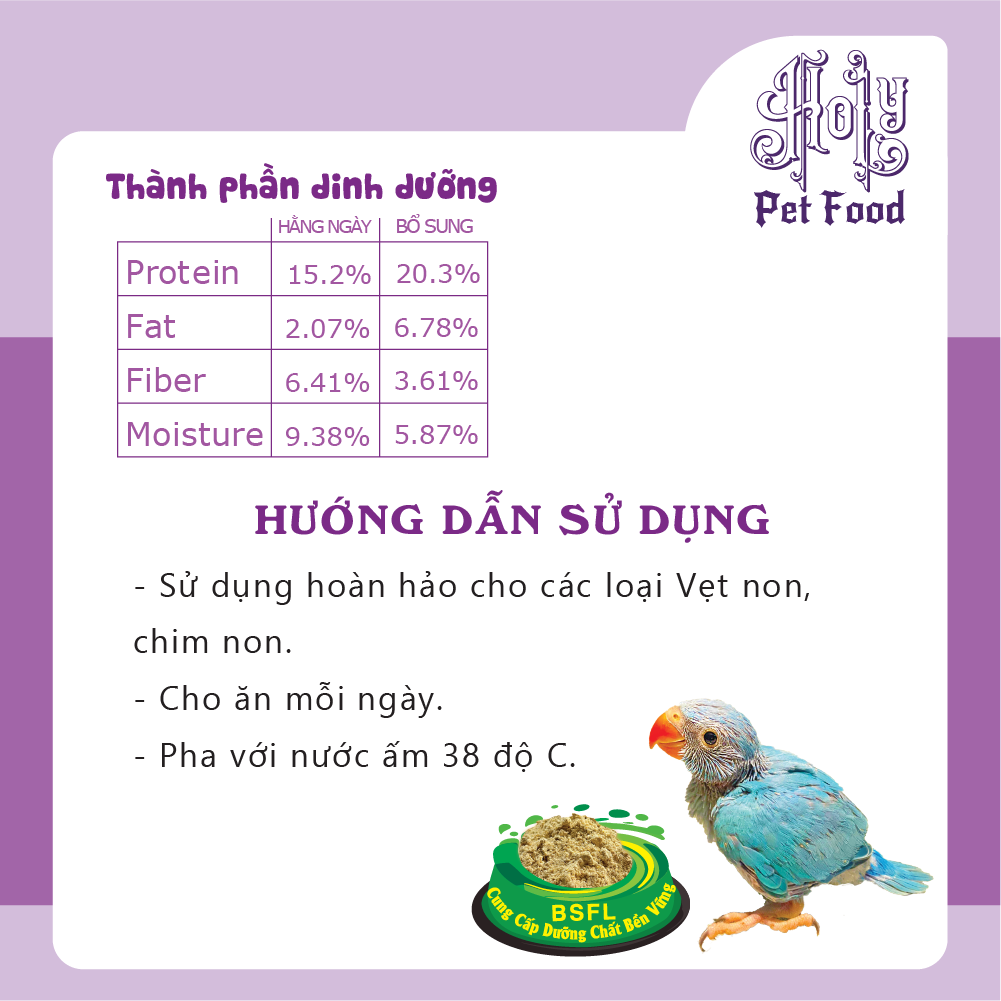 Thức ăn cho VẸT NON, CHIM NON, Baby Parrot - tăng cường hấp thu, tăng đề kháng - hộp 280g