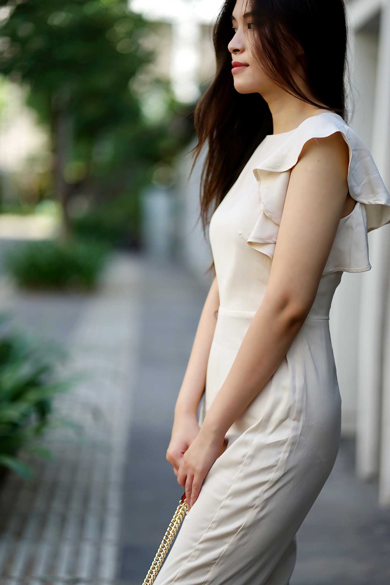 Jumpsuit Không Tay Bèo Một Bên - One Side Ruffle Sleeveless Jumpsuit