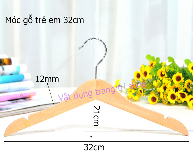 Móc Gỗ Vàng Treo Quần Áo KTN Trẻ Em 32cm