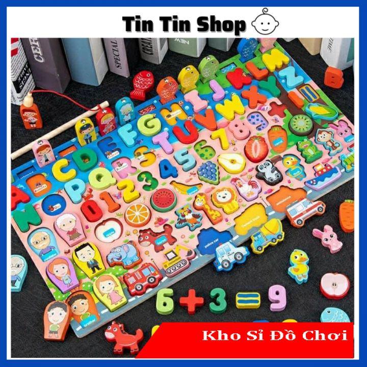 Đồ chơi thông minh cho bé phát triển trí tuệ, Xếp hình câu cá học chữ số 7in1 cao cấp hàng loại 1