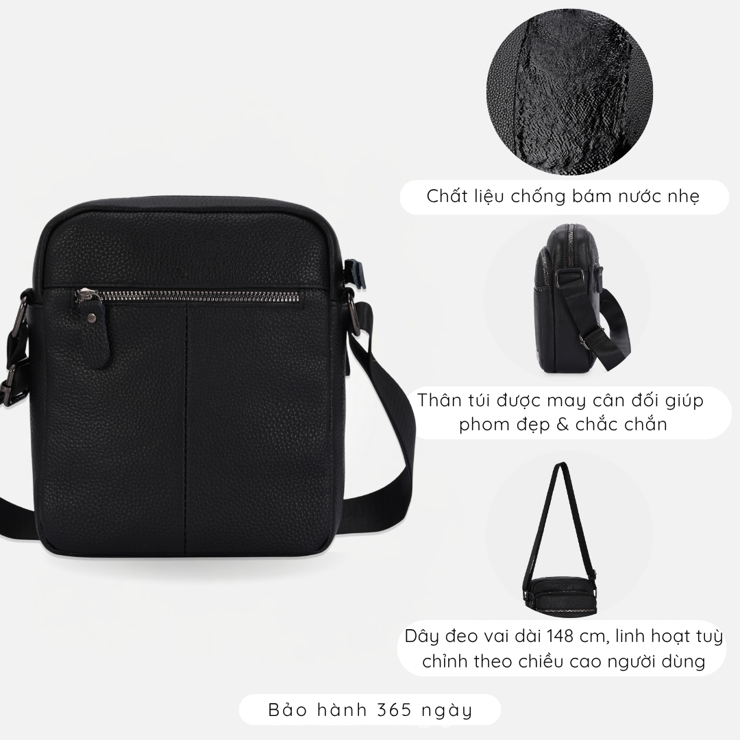 Túi đeo chéo nam da thật cao cấp, túi da công sở nam nhiều ngăn tiện lợi MB1 - 5064