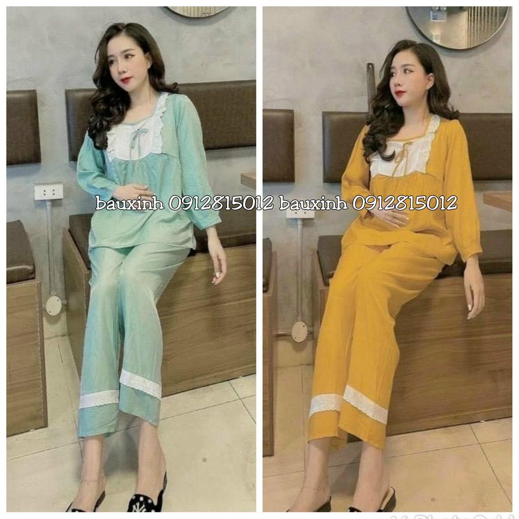 Bộ đồ bầu sau sinh mặc nhà Hàn Quốc, chất thoáng mát, tiện cho mẹ ty