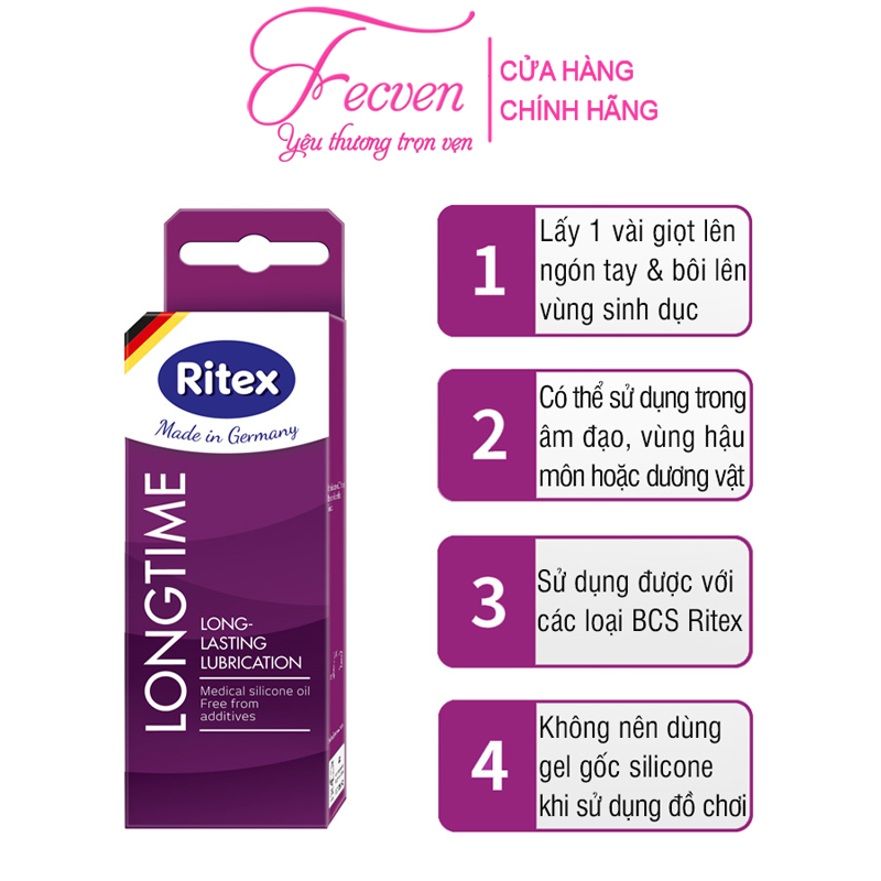 Gel Bôi Trơn Ritex Long Time Kéo Dài Thời Cuộc Yêu, Tuýp 60ml Đức