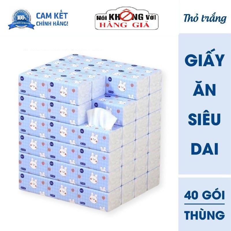 Thùng 40 Gói Giấy Ăn Rút Hình Thỏ Nội Địa Trung Siêu Dai