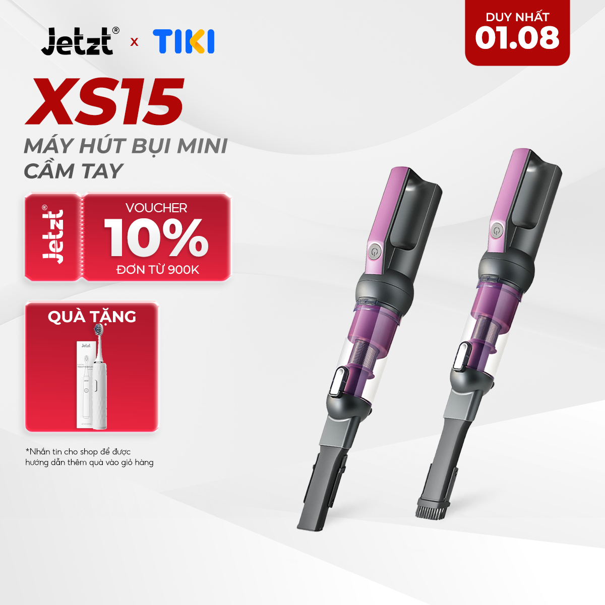 Máy hút bụi không dây cầm tay nhỏ gọn JETZT XS15, hàng chính hãng
