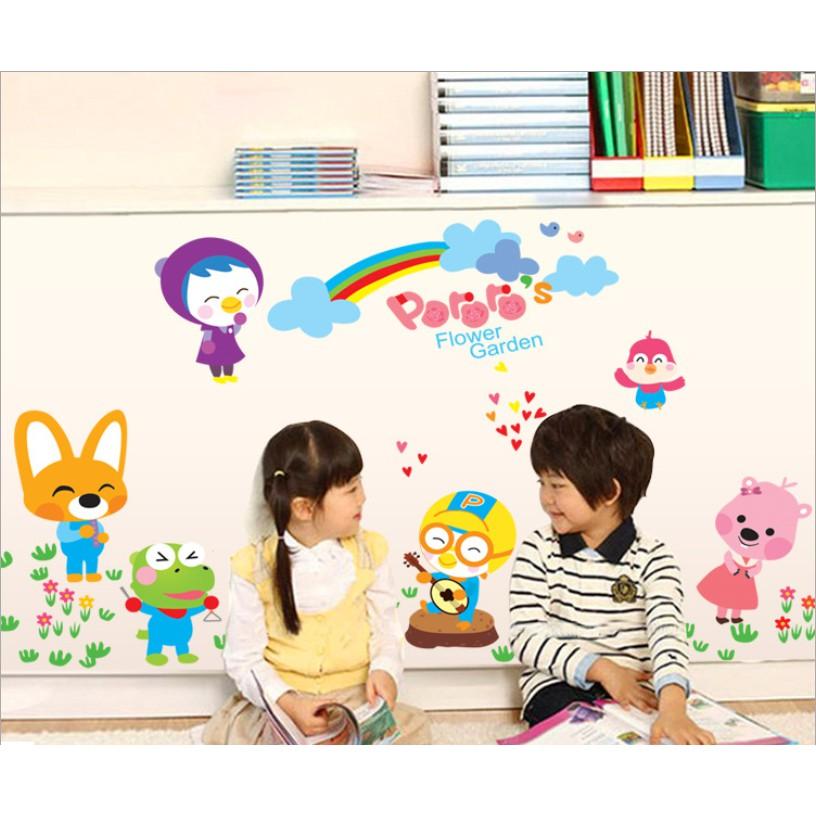 Decal trang trí tường - Gấu thỏ vui chơi sắc màu cùng bé