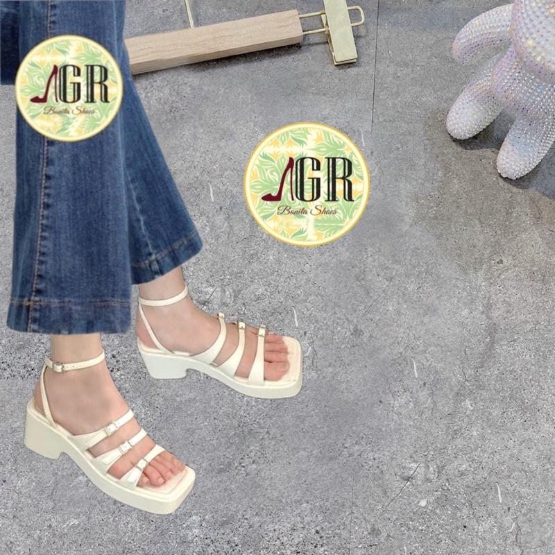 Sandal xuồng 3 quai khoá da mềm đế vuông 6 cm