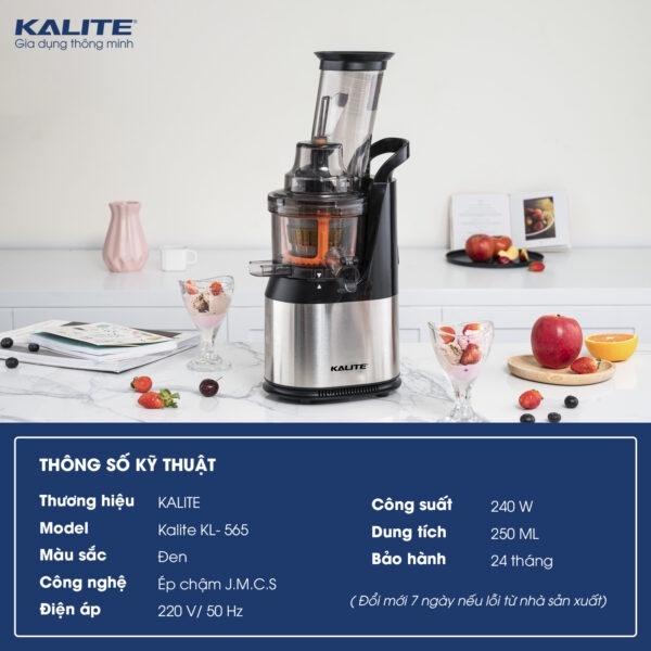 Máy Ép Chậm Kalite KL-565 Pro, Công Suất 240W, Ép Kiệt Bã Rau Củ Quả, Làm Kem, Hàng Chính Hãng