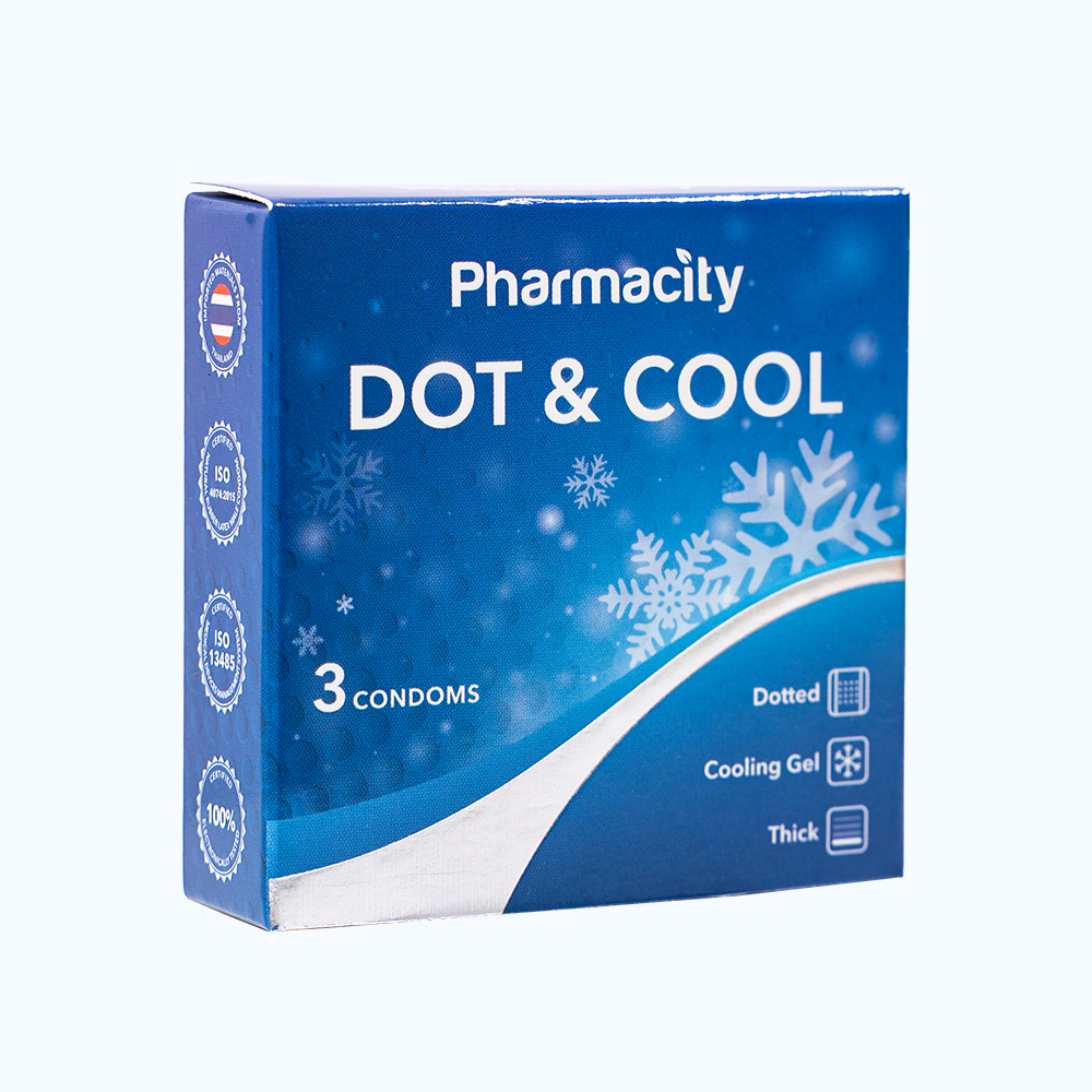 Pharmacity Bao cao su Dot &amp; Cool có gai mát lạnh (3 cái/hộp)
