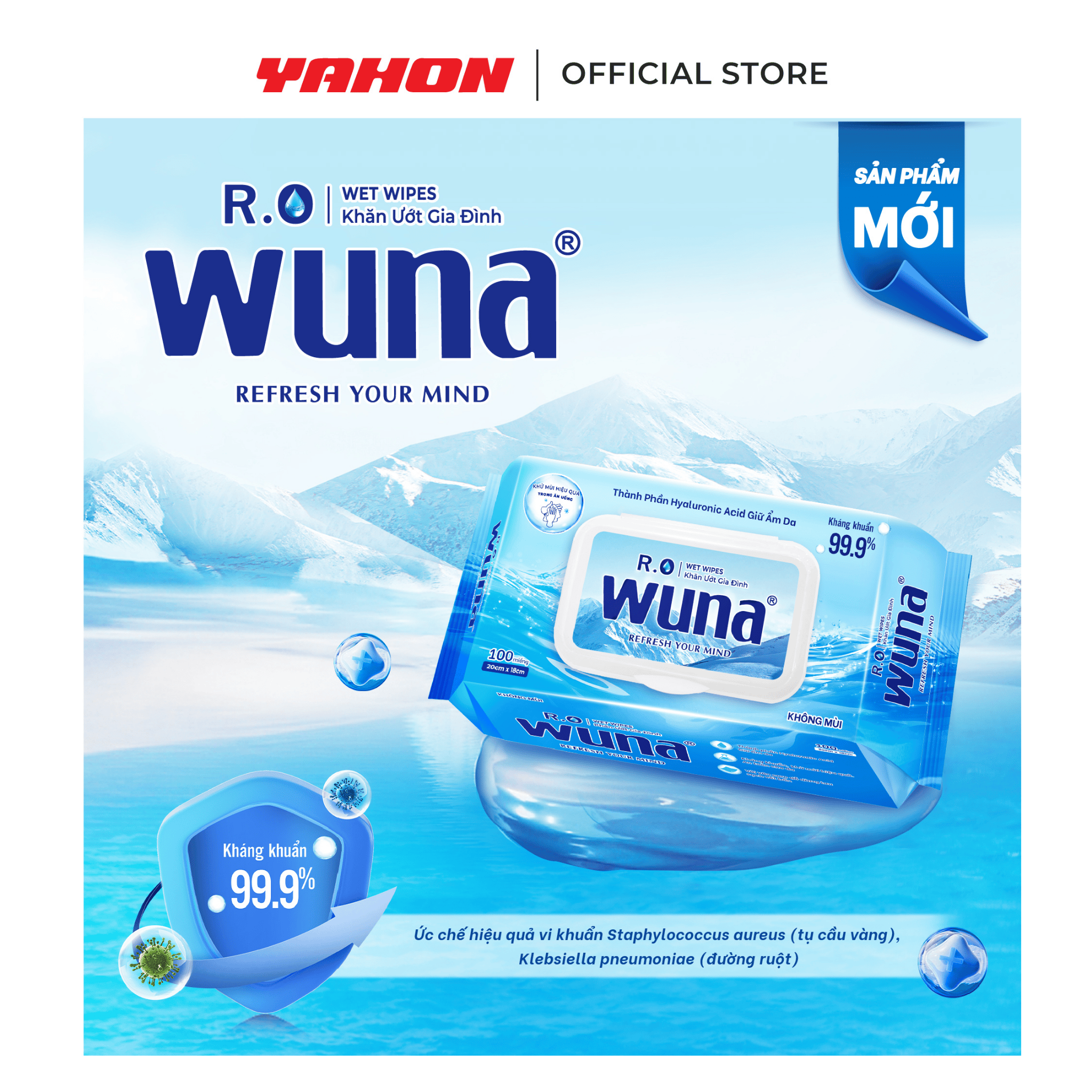 Khăn Ướt Gia Đình Wuna 100 Miếng/Bao - Kháng Khuẩn, Không Mùi