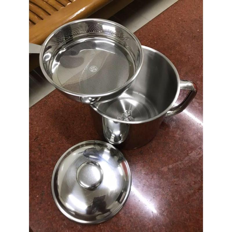 Bình Lọc Dầu Ăn Có Lưới Lọc Cặn bằng INOX 304 Lọc Dầu Ăn Xả Bỏ Cặn, Chứa Đựng Dầu Mỡ Lọc Cặn Dầu Chiên