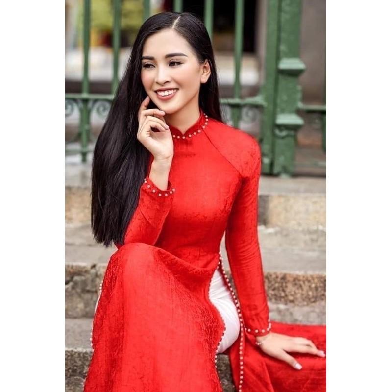 Áo dài lụa tây thi đính ngọc