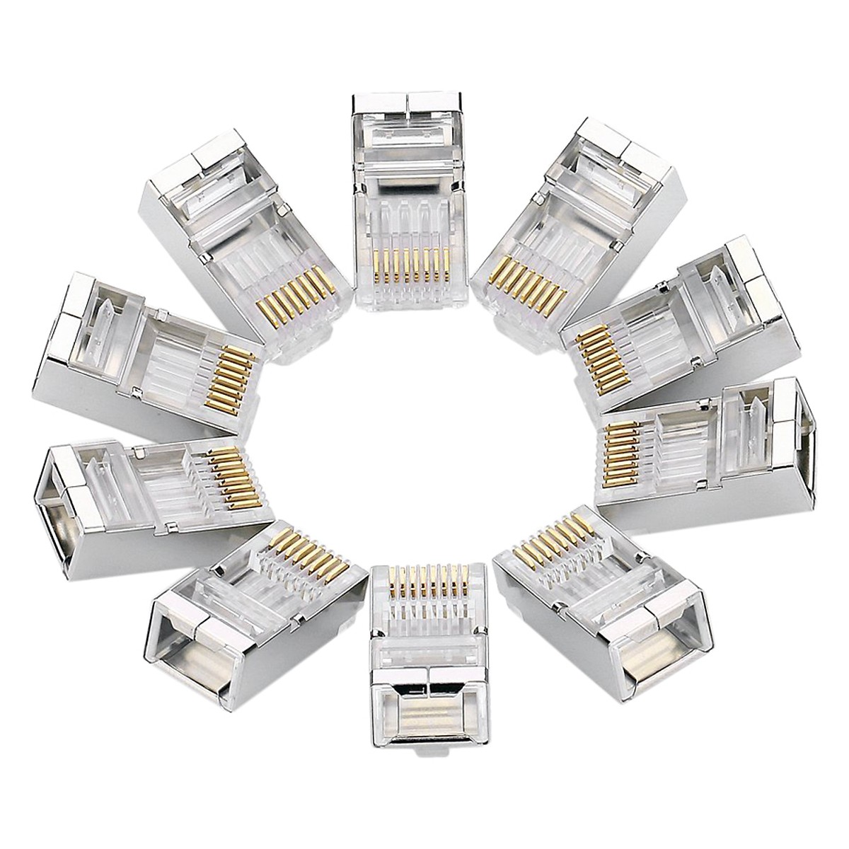 Hộp 10 chiếc Hạt bấm mạng Cat 6 RJ45 Bọc Nhôm Ugreen 020333 - Hàng Chính Hãng