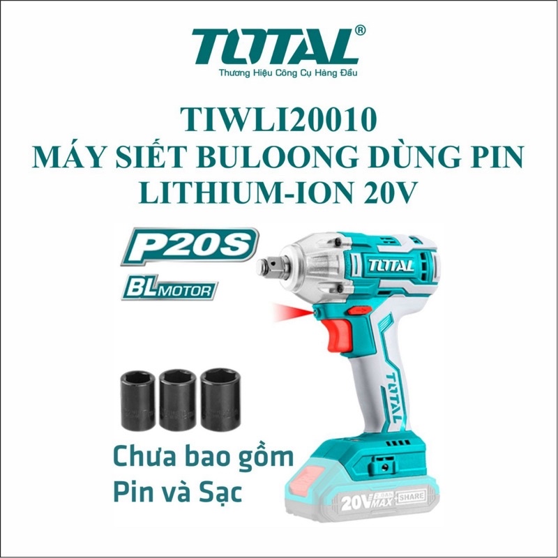 Máy siết  buloong dùng  pin Lithium-Ion   20V total TIWLI20010