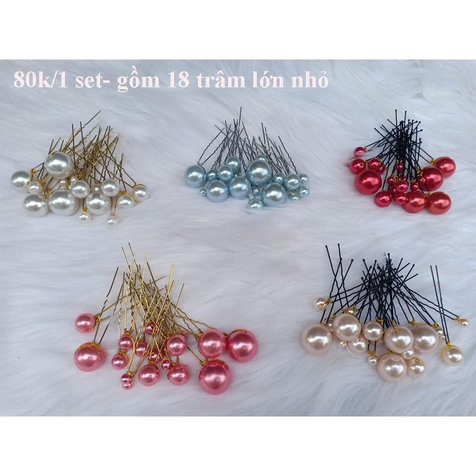 (Phụ kiện cưới) -Sét trâm ngọc gồm 20 trâm lớn nhỏ