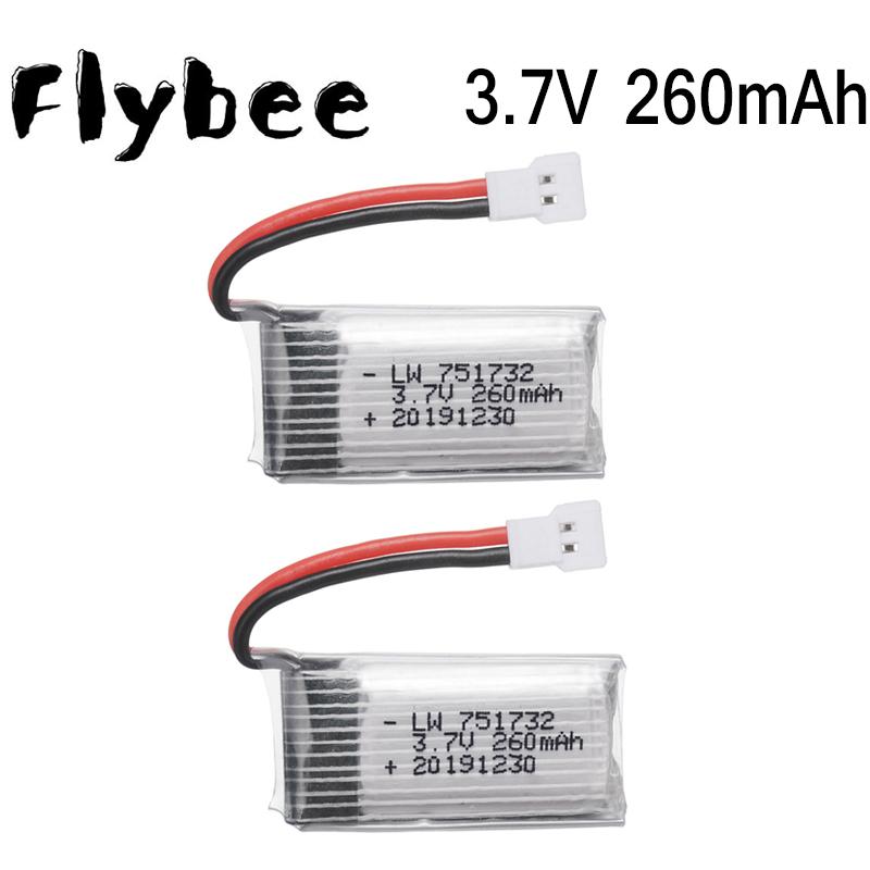 Ban đầu H8 Pin 3.7V 260mAh Cho Eachine H8 JJRC H2 H8 H48 H8 Mini RC Drone Phụ Tùng Pin 3.7V 751732 Màu sắc: 2 chiếc