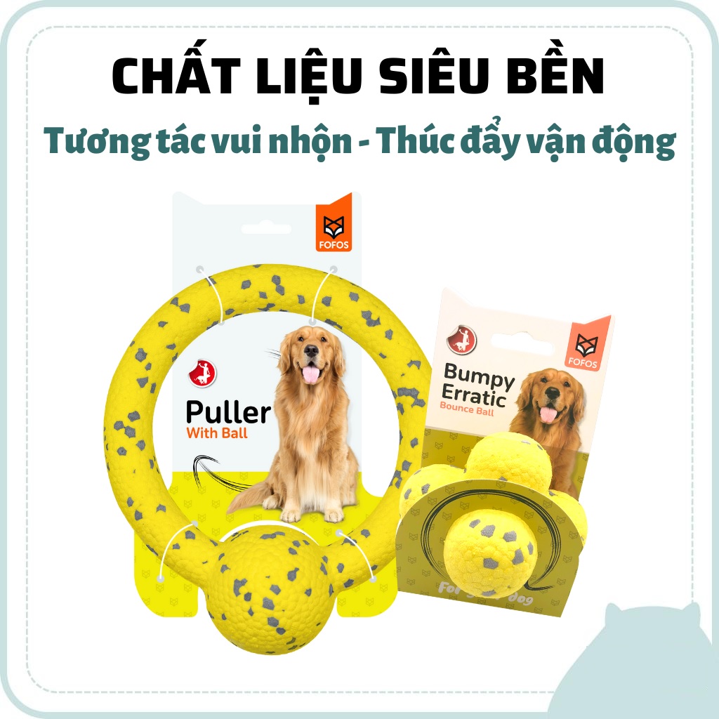 Đồ chơi cho chó FOFOS, Vòng kéo co cắn gặm, Đồ chơi tương tác cực vui nhộn, Giảm đau răng nướu, Chất liệu bền bỉ an toàn