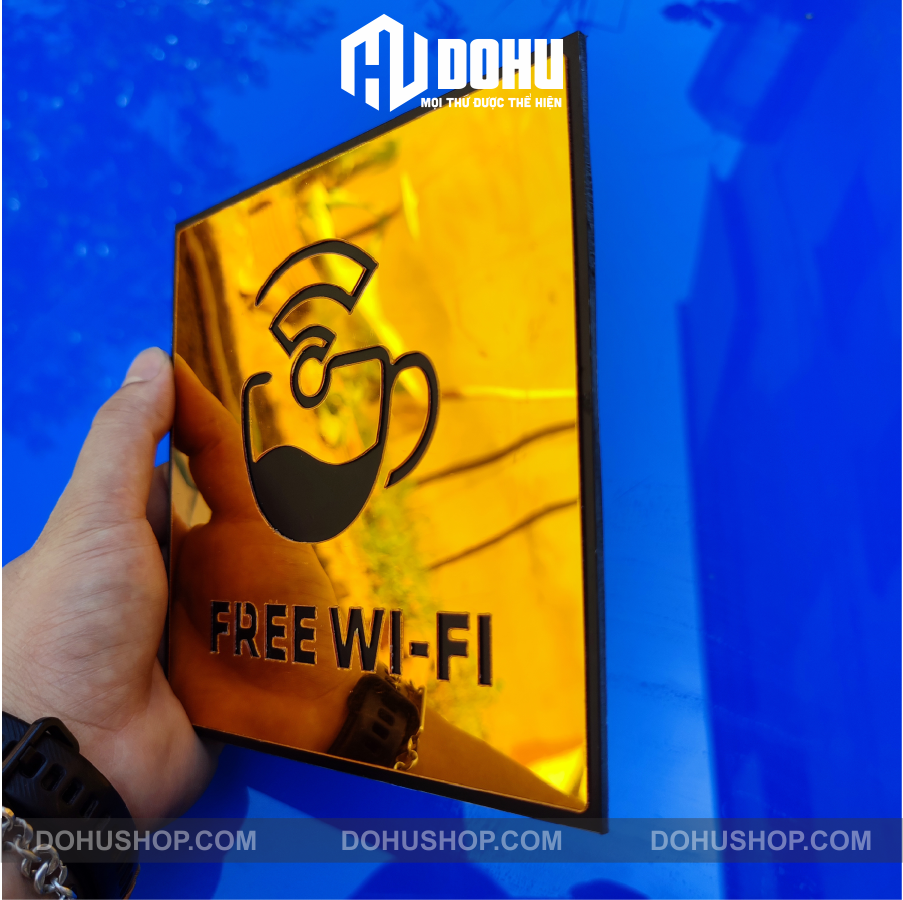 Bảng gương vàng free wifi có sẵn keo dán tường