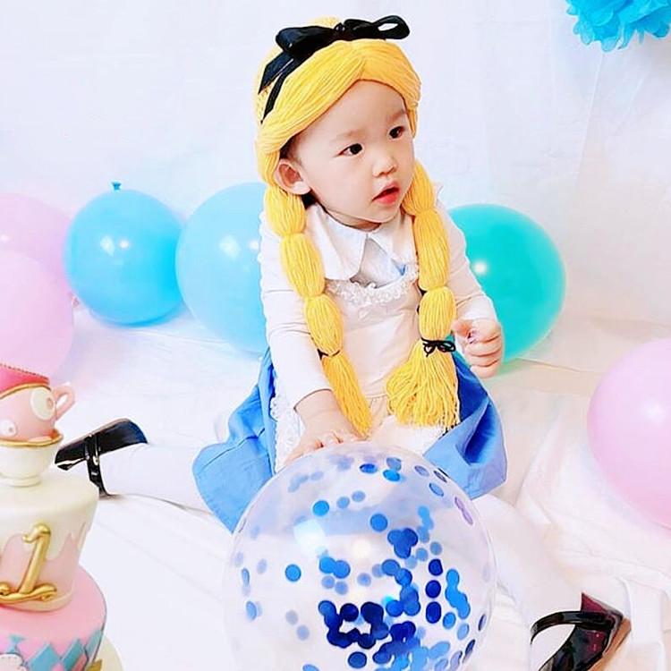 Trẻ Em Bé Gái Công Chúa Tóc Dài Hình Heo Bím Tóc Giả Quốc Mùa Đông Dệt Kim Trẻ Sơ Sinh Trẻ Em Mũ Lưỡi Trai Sơ Sinh Chụp Ảnh Đạo Cụ