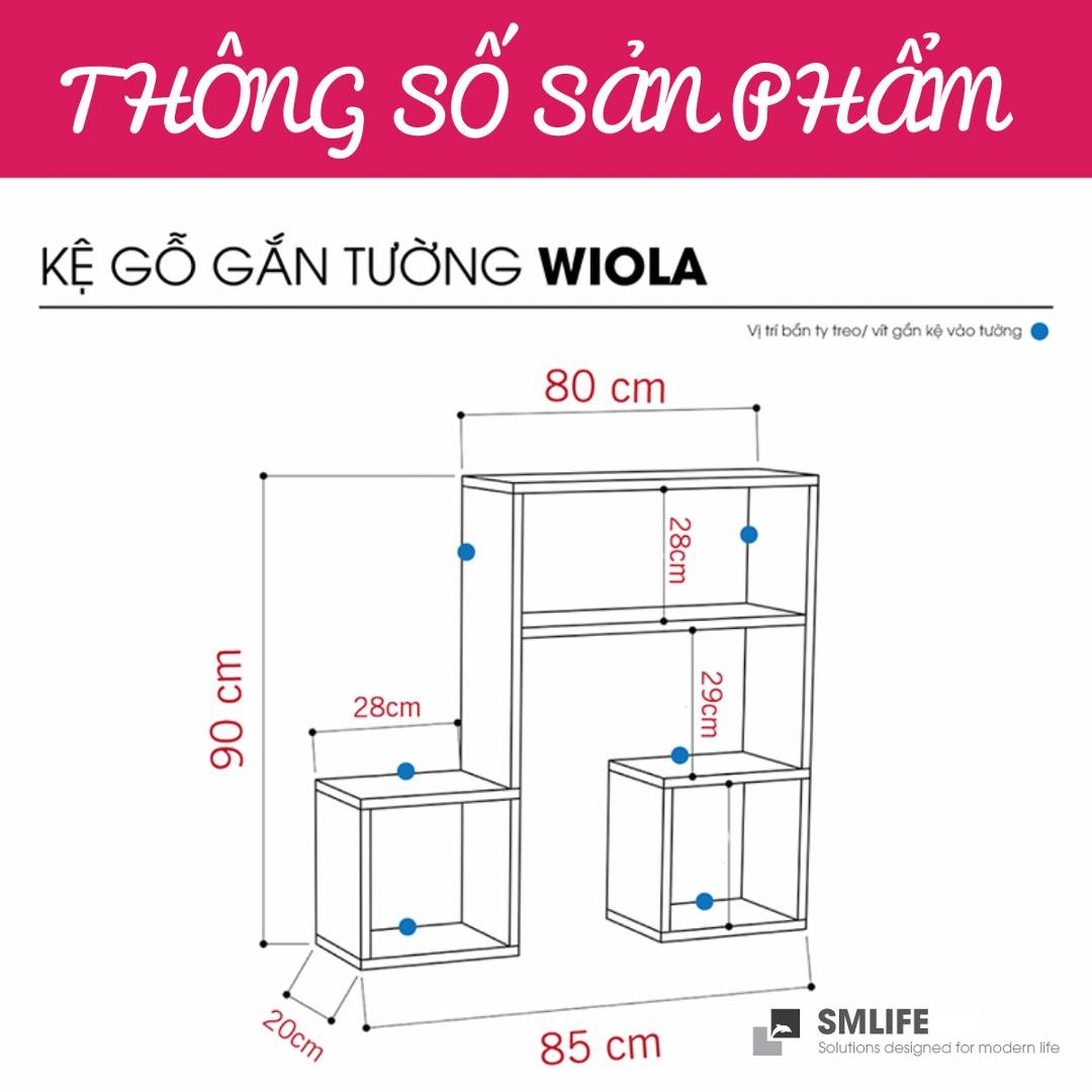Kệ gỗ trưng bày kiểu dáng nhỏ gọn SMLIFE Wiola