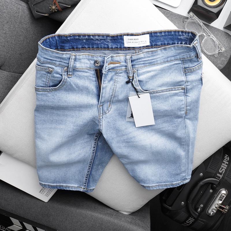 Quần short jean nam xuất xịn màu trơn co giãn chất đẹp