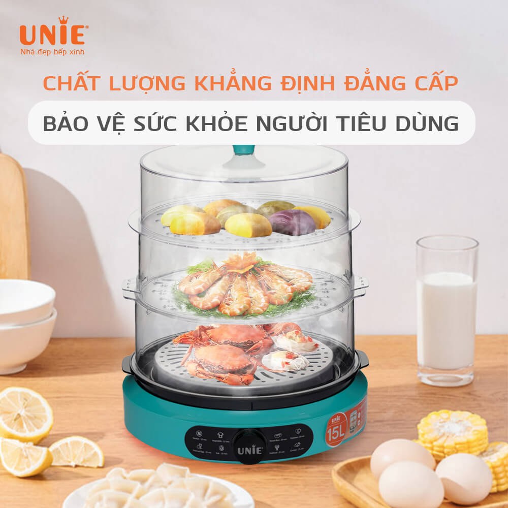 Nồi Hấp Điện 4 Ngăn UE-680 Tiêu Chuẩn Đức Công Suất 1000W Dung Tích 15L - Hàng Chính Hãng