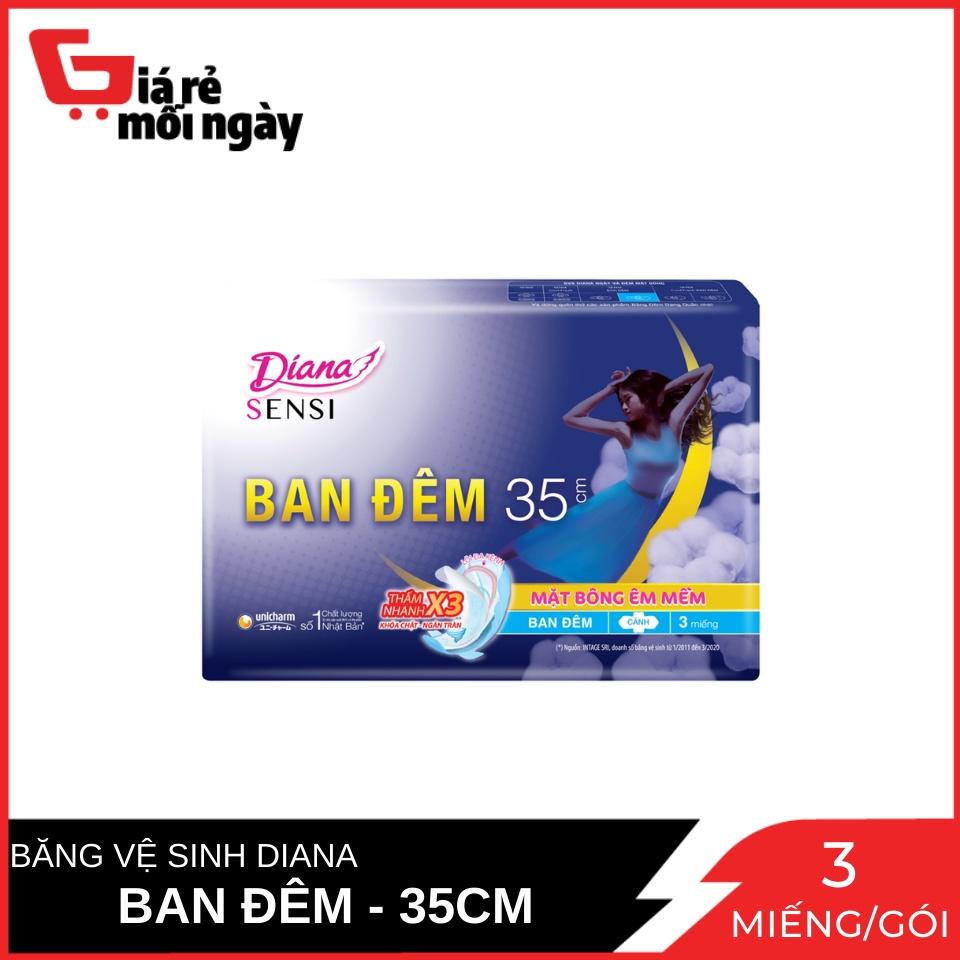 Băng vệ sinh Diana Sensi Ban Đêm Mặt Bông Êm Mềm 35cm 3 miếng / gói