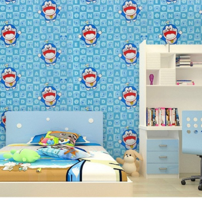 Cuộn 5m Decal Giấy Dán Tường DOREMON CHỮ SỐ