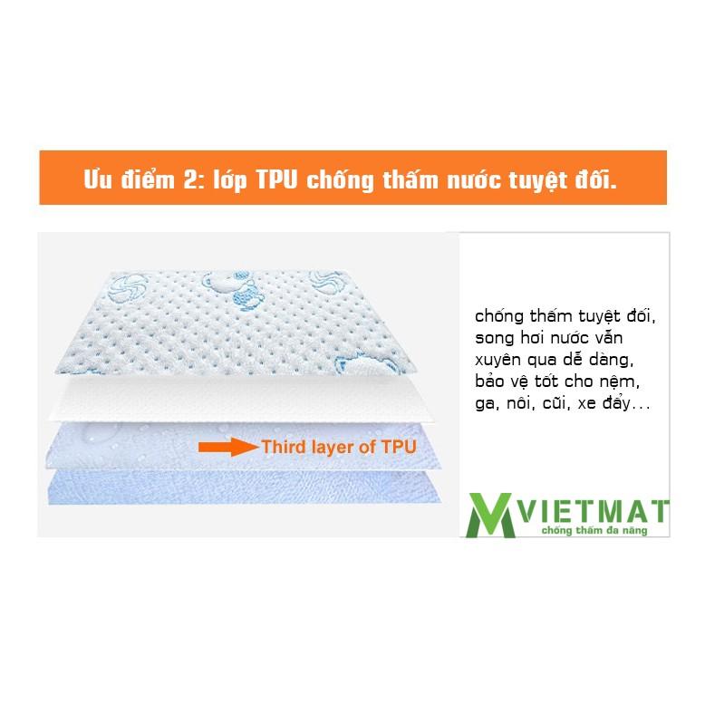 Size 80x120cm tấm lót chống thấm cho bé Vietmat trải cũi, trải giường mềm êm, thoáng mát, không sột soạt giặt máy