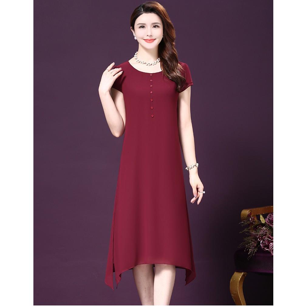 LB-19 ĐẦM SUÔNG TRUNG NIÊN TAY NGẮN PHỐI NÚT - HÀNG BIGSIZE