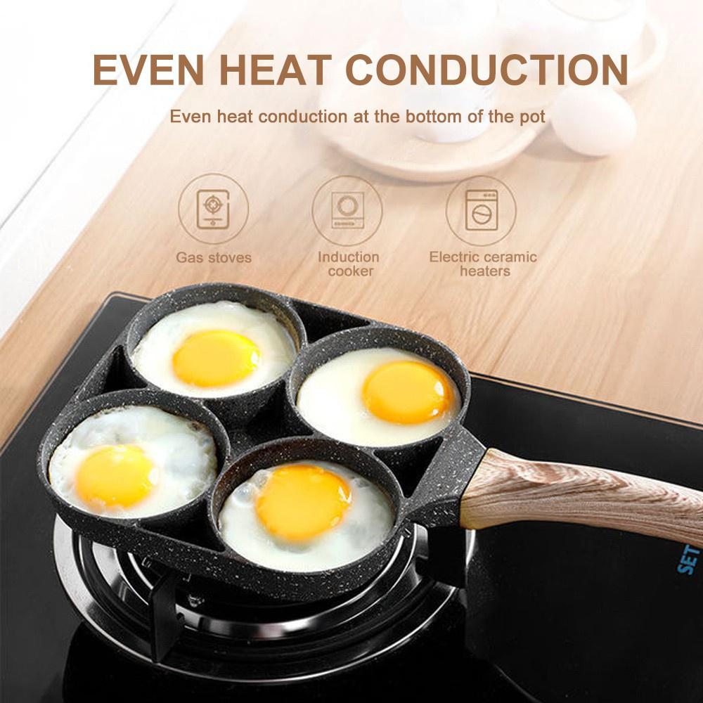 Khuôn chảo rán 4 lỗ tròn có lớp phủ chống dính tiện dụng