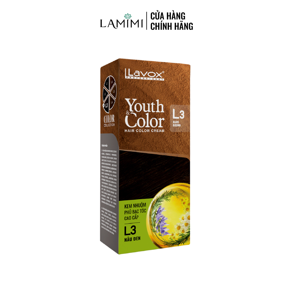 Nhuộm Phủ Bạc Cao Cấp Lavox 60ml x 2 - L3 - Nâu Hạt Dẻ