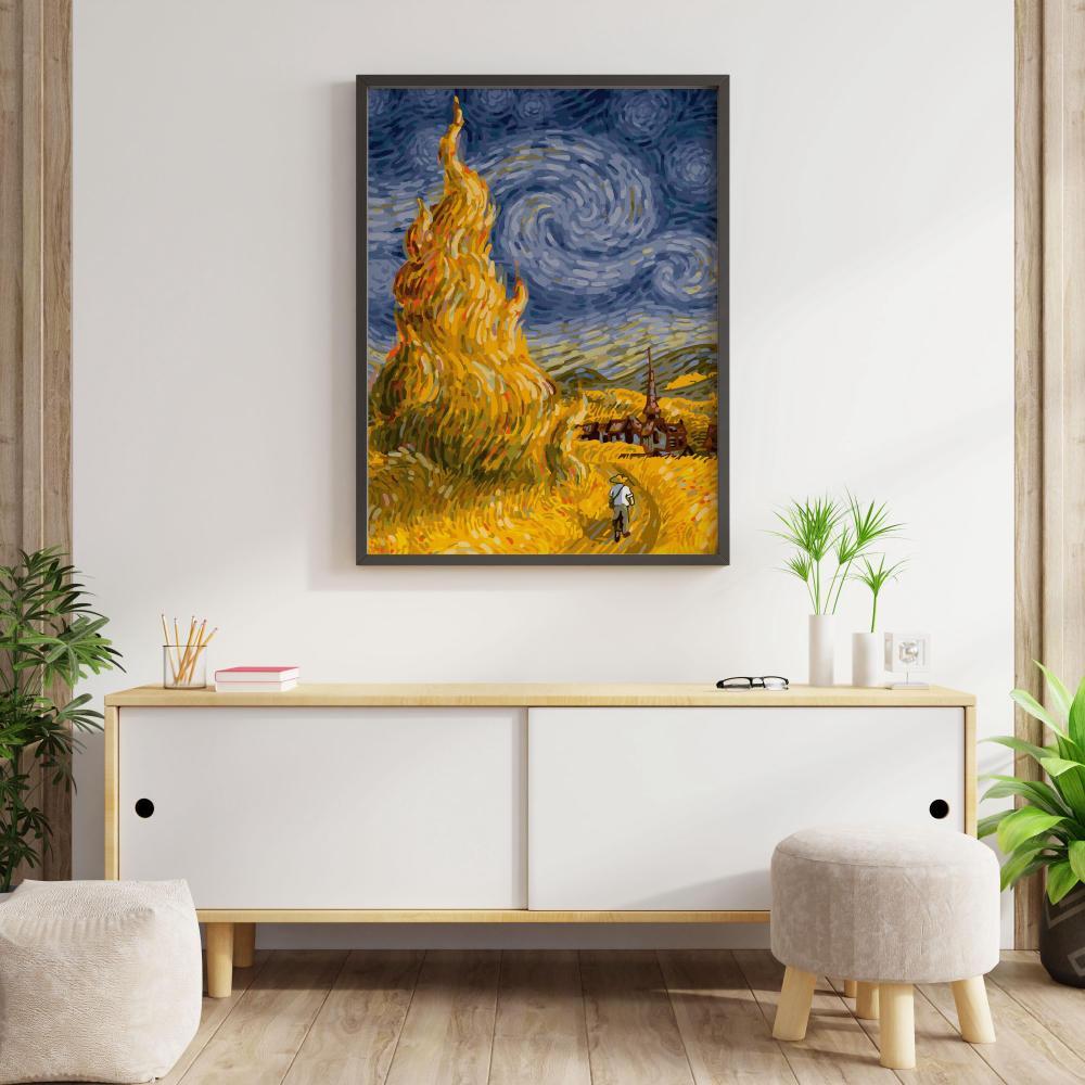 Tranh số hóa VanGogh Mùa thu đã căng khung 40x50cm