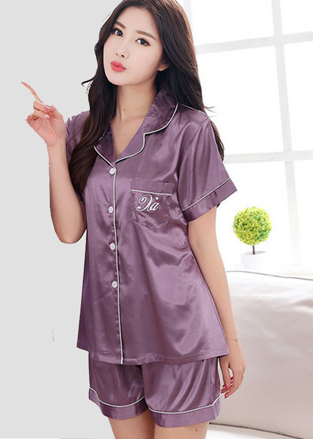 Đồ bộ mặc nhà Nữ ngắn chất liệu phi bóng mềm mại thoải mái -0205