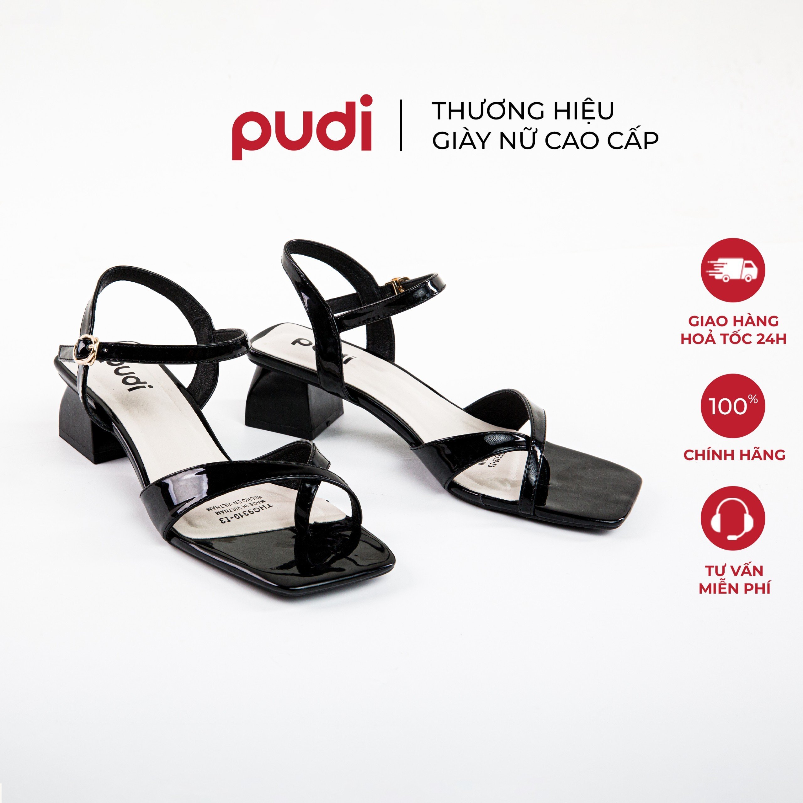 Sandal cao gót |PUDI| Sandal xỏ ngón, đế vuông 5cm chống trơn, không đau chân