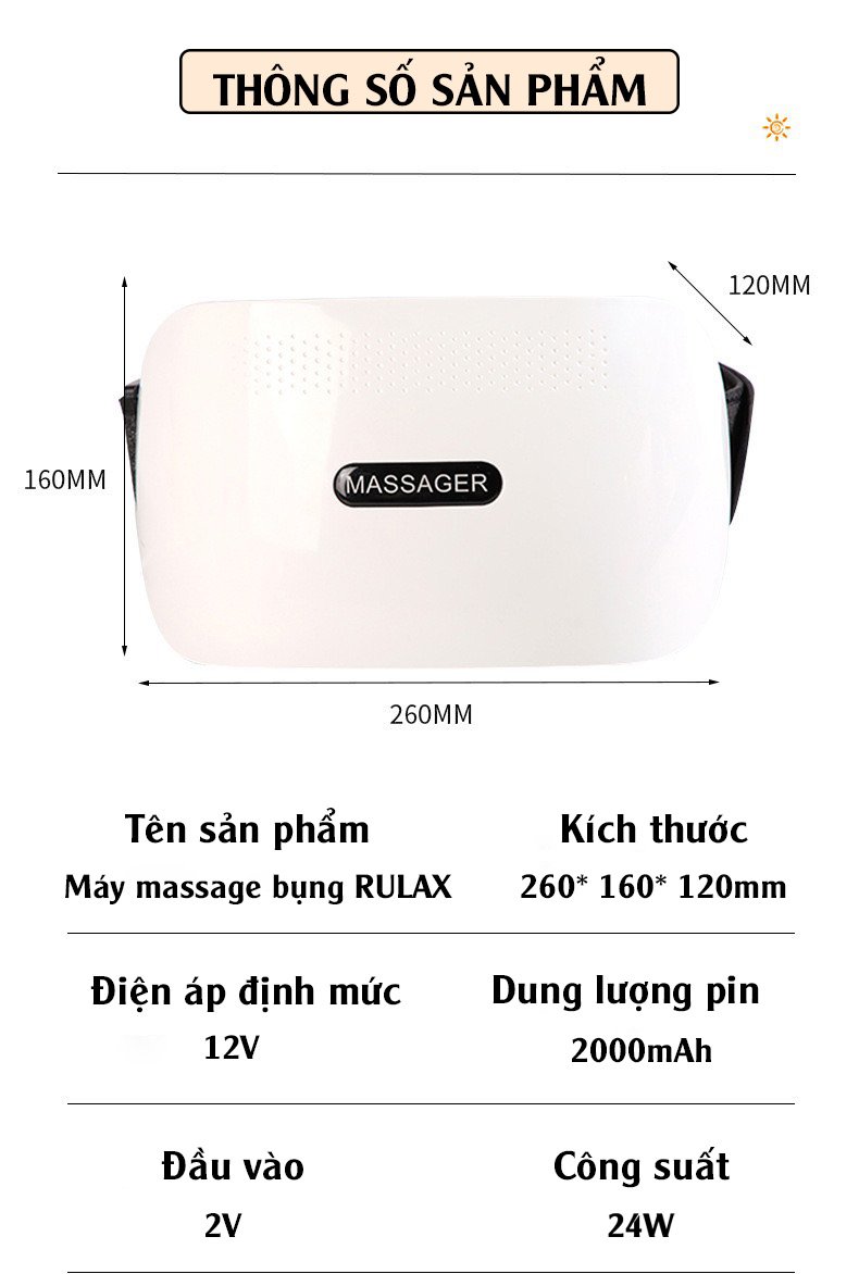 Máy Massage Bụng, Đai Massage Rulax Cao Cấp Có Đèn Hồng Ngoại - Hàng Chính Hãng