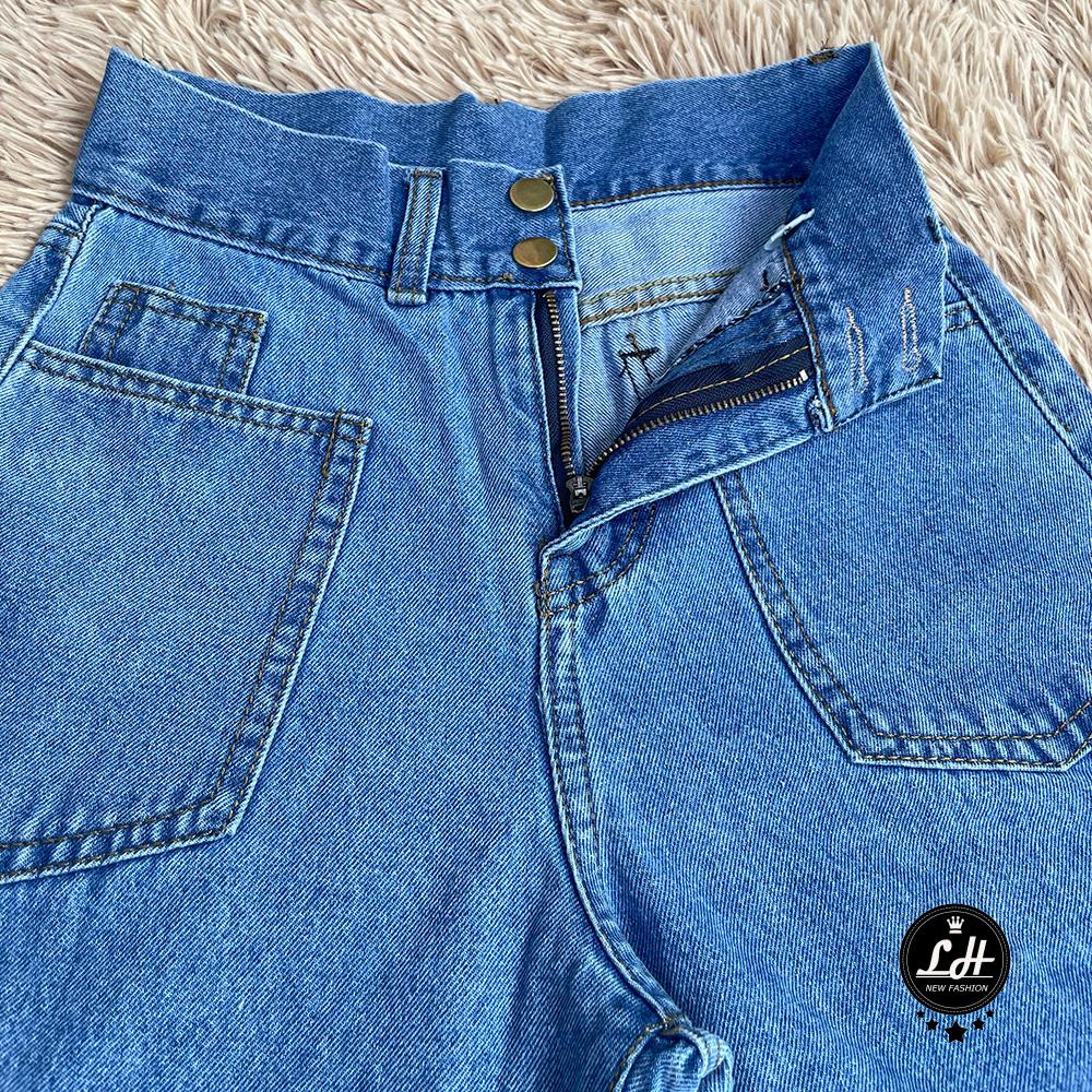 Quần baggy jean nữ Lê Huy Fashion lưng siêu cao 2 nút kiểu túi trước form đẹp giá rẻ MS 340