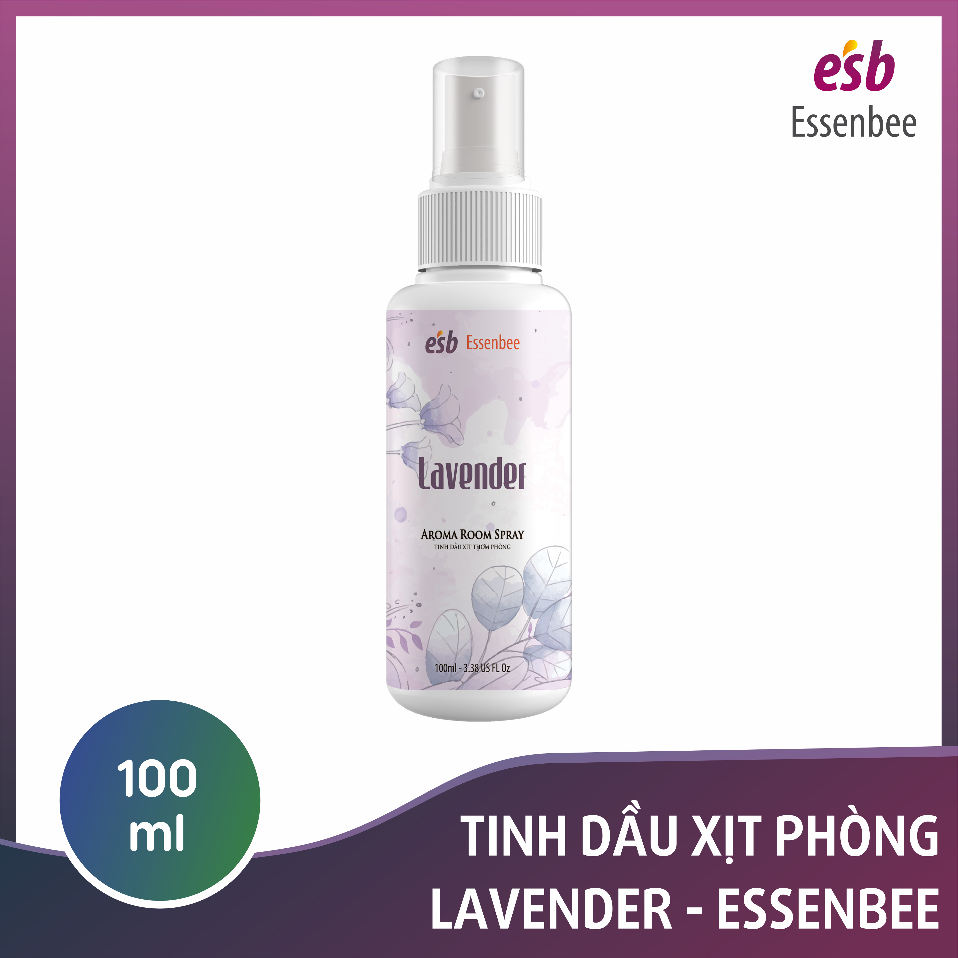 Tinh dầu xịt phòng Lavender – Essenbee – 100ml