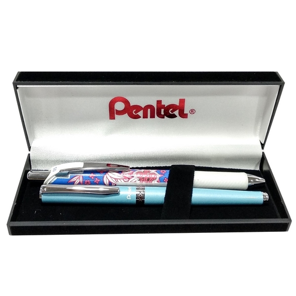 Combo Bút Ký Mực Gel CC Nắp Đậy Màu Xanh - Mực Xanh Pentel K611S-C - Tặng Kèm Bút Nước Kawaii Pentel BLN75KW (Mẫu Màu Quà Tặng Ngẫu Nhiên)